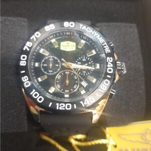 Invicta Mens 47769 Coalition Forces 43mm VD53 Quartz Gold & Black Silicone Watch